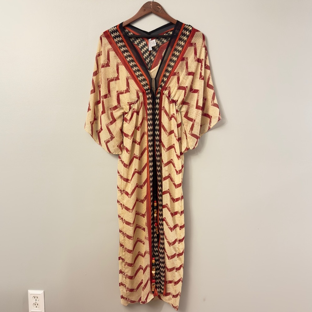 Women's Cream & Rust Zigzag Cover-Up Dress